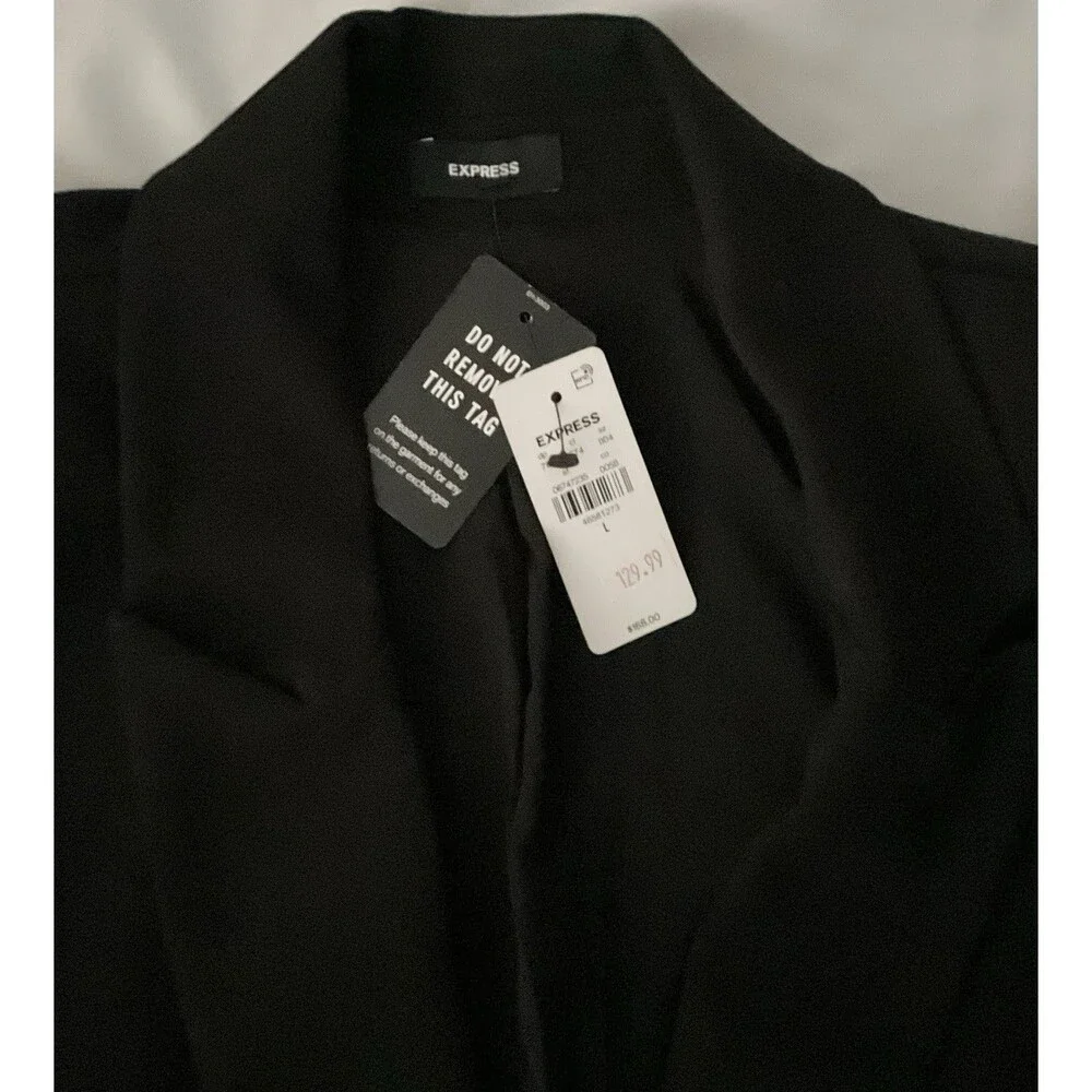 Express Women's Denim Pieced Cropped Blazer Size L, Black NWT - Picture 6 of 7